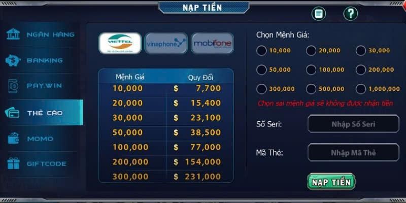 Nạp tiền B52club