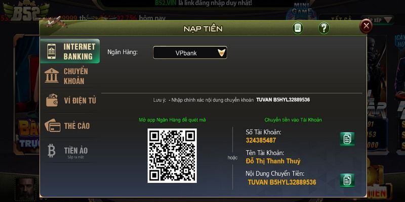 Nạp tiền B52club